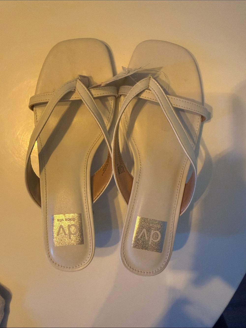 DV by Dolce Vita Cream Square-Toe Kitten Heel